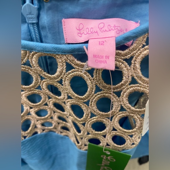 💙NWT 12 Lilly Pulitizer Double Layered Cotton Seaspray Blue Dress - Picture 3 of 6